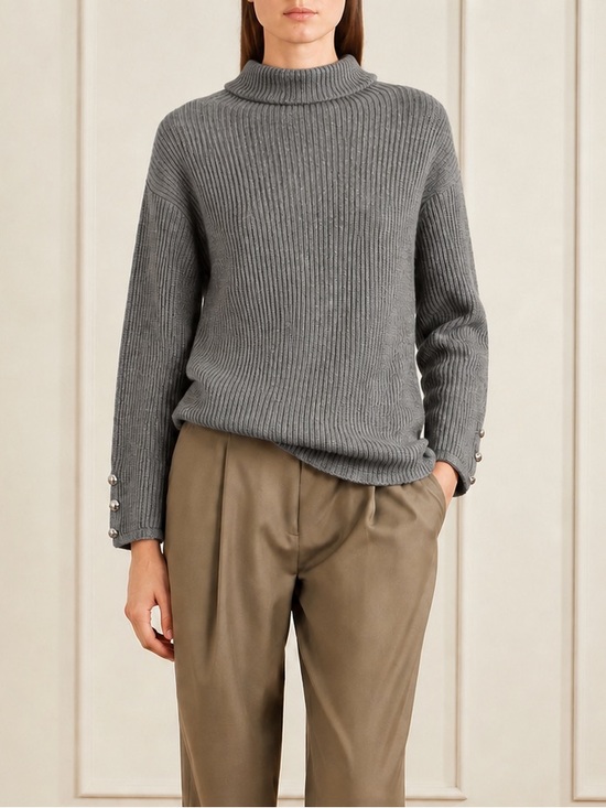 MaxMara Sweaters - MaxMara Wool Ribbed Knit Pullover Grey Sweater